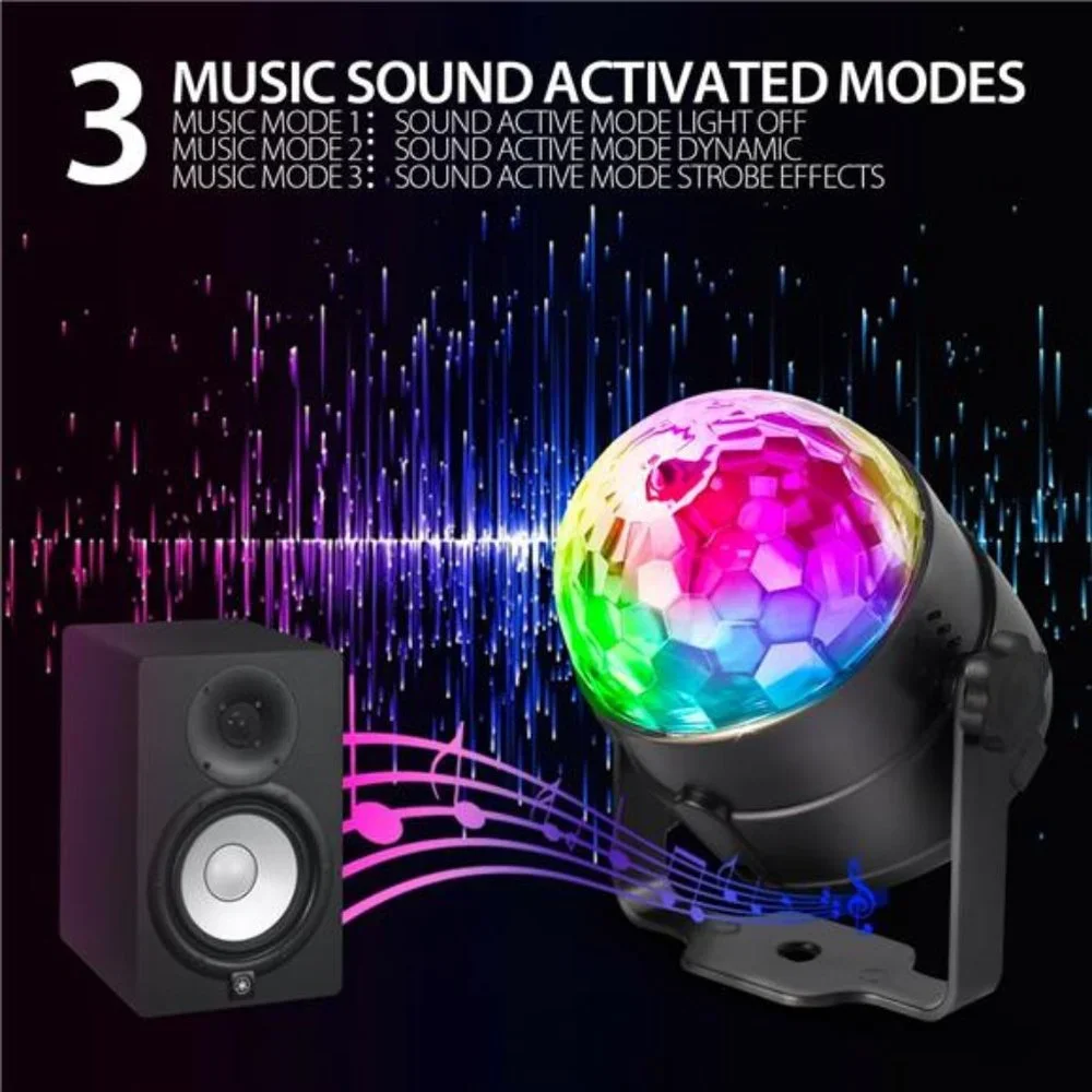 [3-Pack] Party Lights, 7 Colors Sound Activated Stage Light with Remote Control